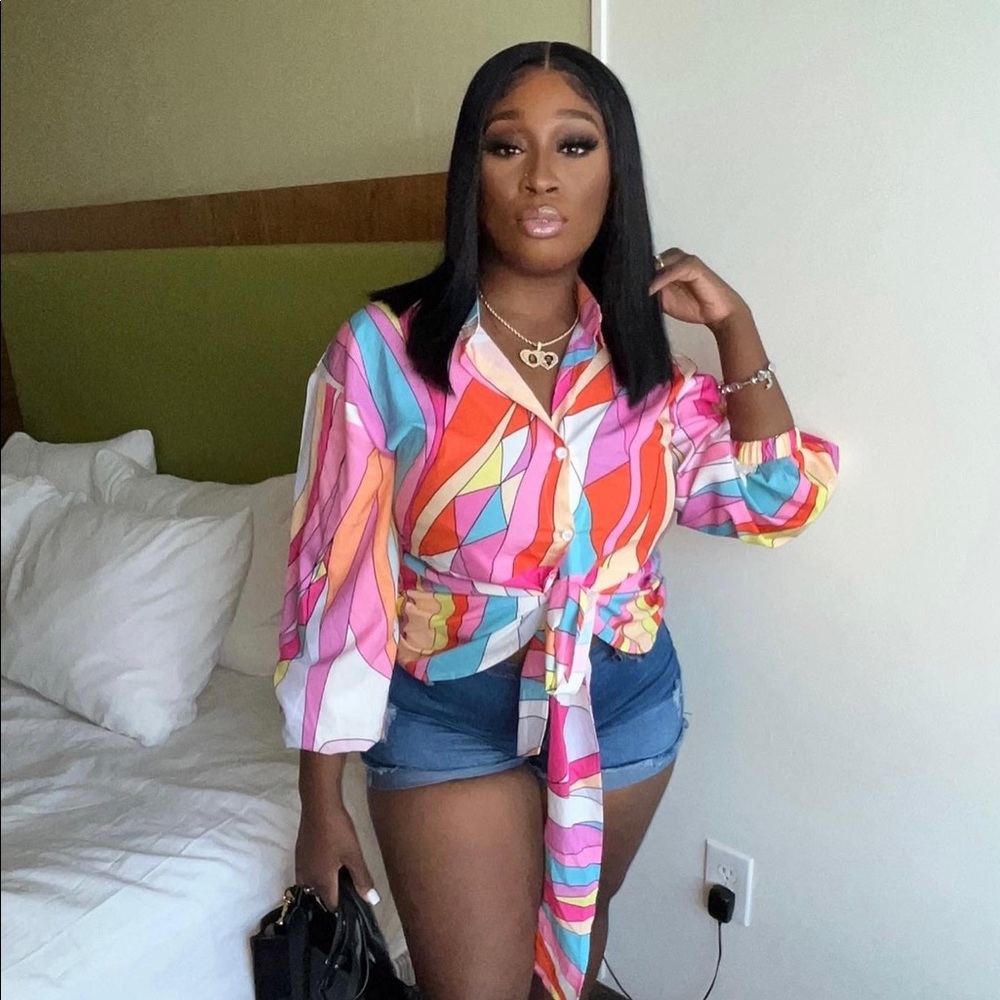 Plunge neckline blouse